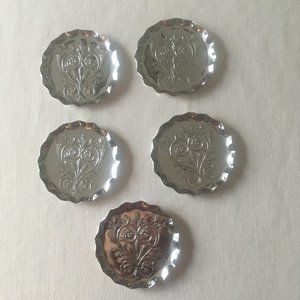Vintage Silver Mini Trays with Floral Design 5 Pcs